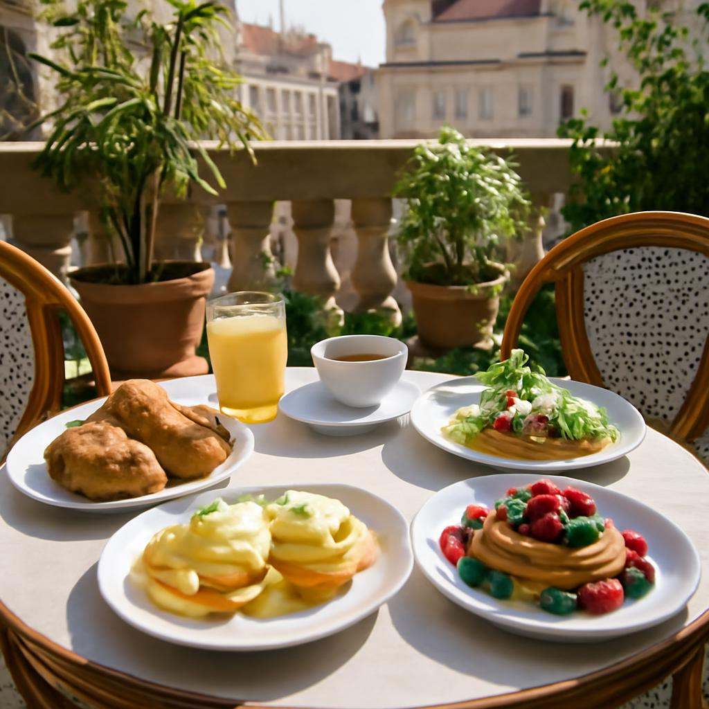 Víkendový letní brunch v Praze – prostřený stůl na terase kavárny