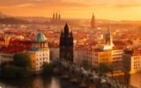 Nejinstagramovější místa Prahy – výhled na Karlův most a Staré Město při západu slunce