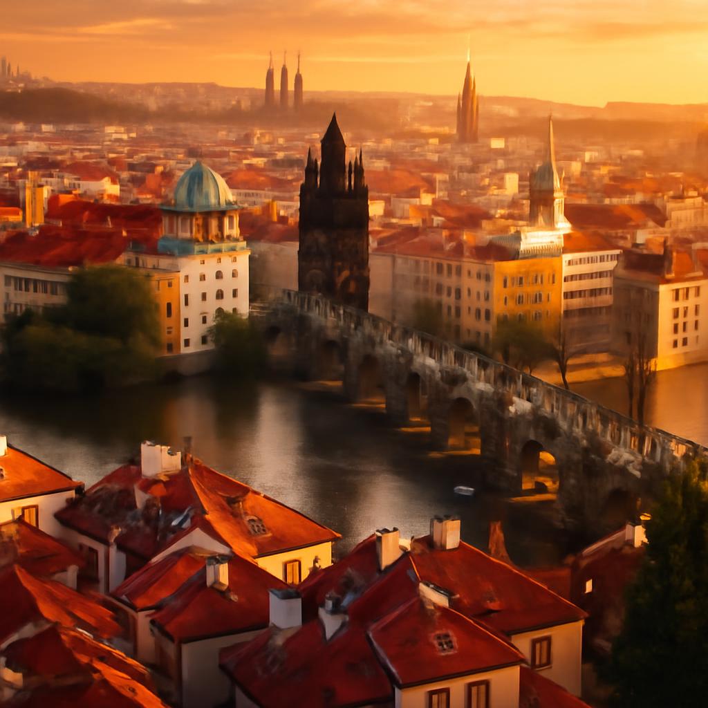Nejinstagramovější místa Prahy – výhled na Karlův most a Staré Město při západu slunce