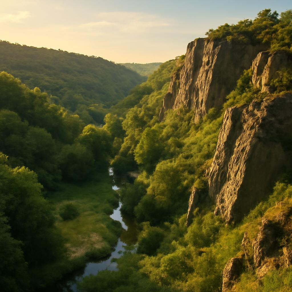 Divoká Šárka v Praze na konci léta – skály a zelené údolí