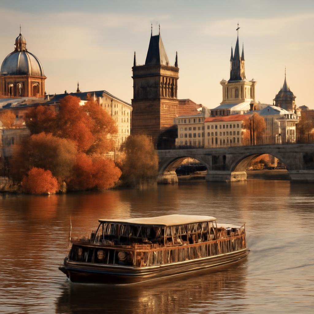 Podzimní plavba lodí po Vltavě v Praze