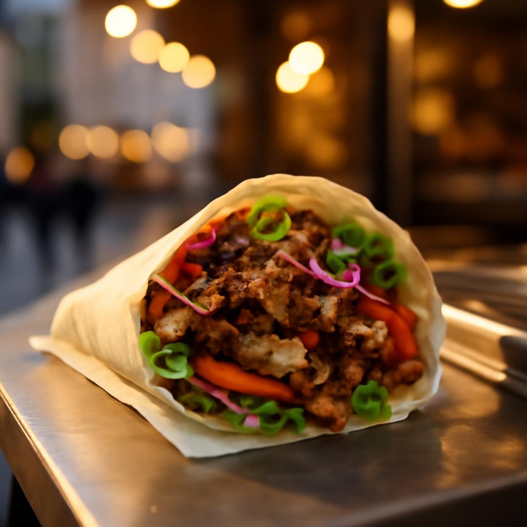 Kebab s čerstvou zeleninou v pražském bistru
