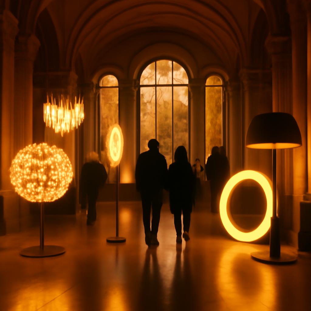 Světelné instalace a designová svítidla na výstavě designu v Praze